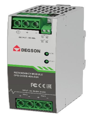 Bộ nguồn 24VDC,dự phòng gắn Dinrail,Nguồn tủ điện DPS-DOIDE-40A – D24 – 02A(H) chính hãng Degson