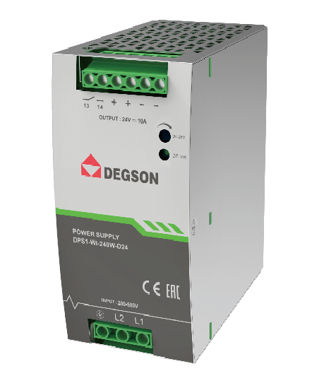 Bộ nguồn 24VDC gắn Dinrail,Nguồn tủ điện DPS1 –WI- 240W – D24 – 02A(H) chính hãng Degson