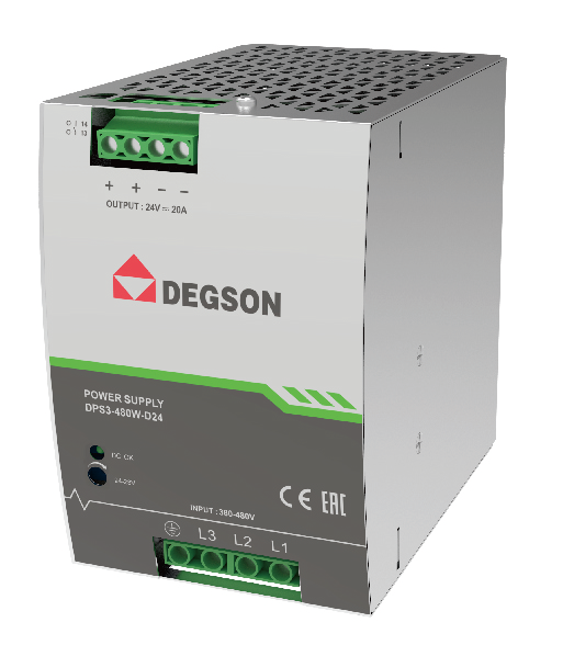 Bộ nguồn 24VDC gắn Dinrail,Nguồn tủ điện DPS3 - 480W– D24 – 02A(H) chính hãng Degson