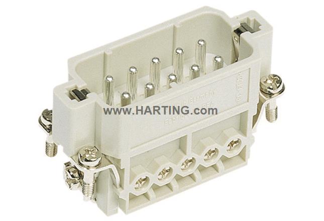 Đầu nối điện công nghiệp, Han A ,10 chân + PE, Jack cắm đực,10 chân + PE,Han 10A,Series vỏ 10 A.