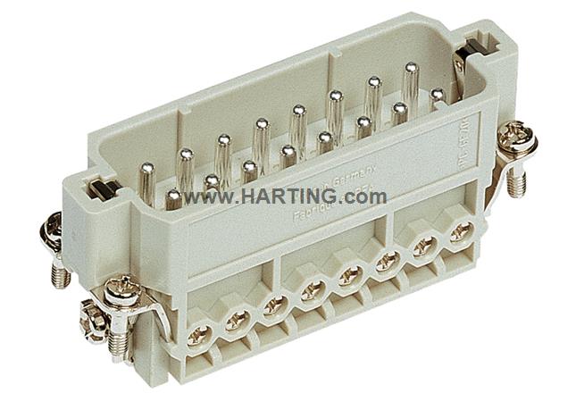 Đầu nối điện công nghiệp, Han A ,16 chân + PE, Jack cắm đực,16 chân + PE,Han 16A,Series vỏ 16 A.
