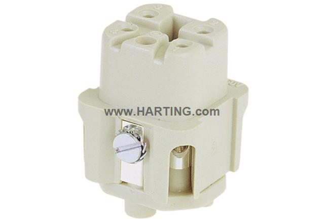 Đầu nối điện công nghiệp, Han A ,4 chân + PE, Jack cắm cái,4 chân + PE,Han 4A,Series vỏ 3 A.
