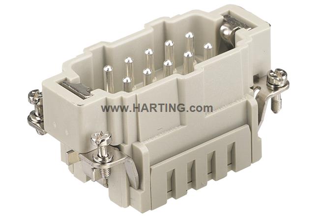 Đầu nối điện công nghiệp, Han E ,10 chân + PE, Jack cắm đực,10 chân + PE,Han E,Series vỏ Han 10 B.