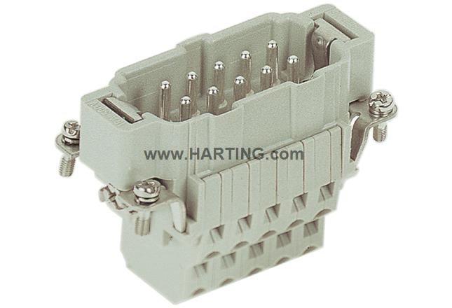 Đầu nối điện công nghiệp, Han E ,10 chân + PE, Jack cắm đực,10 chân + PE,Han E,Series vỏ Han 10 B.
