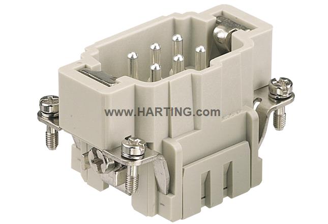 Đầu nối điện công nghiệp, Han E ,6 chân + PE, Jack cắm đực,6 chân + PE,Han E,Series vỏ Han 6 B.