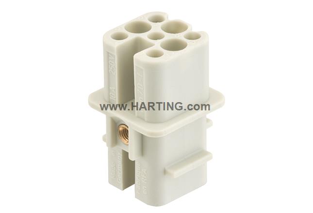 Đầu nối điện công nghiệp, Han D ,7 chân + PE, Jack cắm cái,7 chân + PE,Han D7,Series vỏ 3 A.