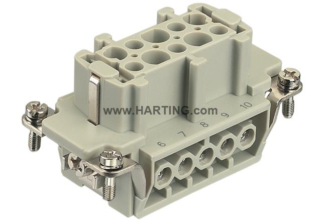 Đầu nối điện công nghiệp, Han E ,10 chân + PE, Jack cắm cái,10 chân + PE,Han E,Series vỏ Han 10 B.