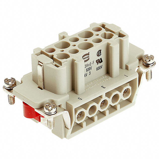Đầu nối điện Han  HvE,Giắc cắm nhanh công nghiệp Han HvE,5 chân + PE,dòng điện 16A,đấu dây bằng vít thông dụng