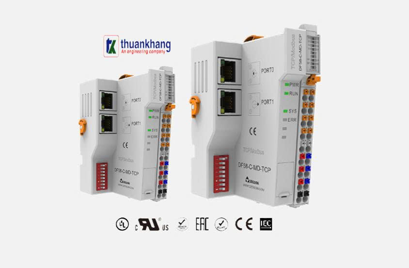 MODBUS Bus Coupler I/O Modules Degson | DF58-C-MD-TCP,2 cổng JR45,mở rộng lên tới 32 mô-đun,