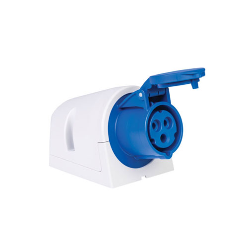 Ổ cắm công nghiệp gắn nổi loại không kín nước 2P+ PE,16A, IP44,6H,Ổ cắm gắn tường CEE (Góc) 16A