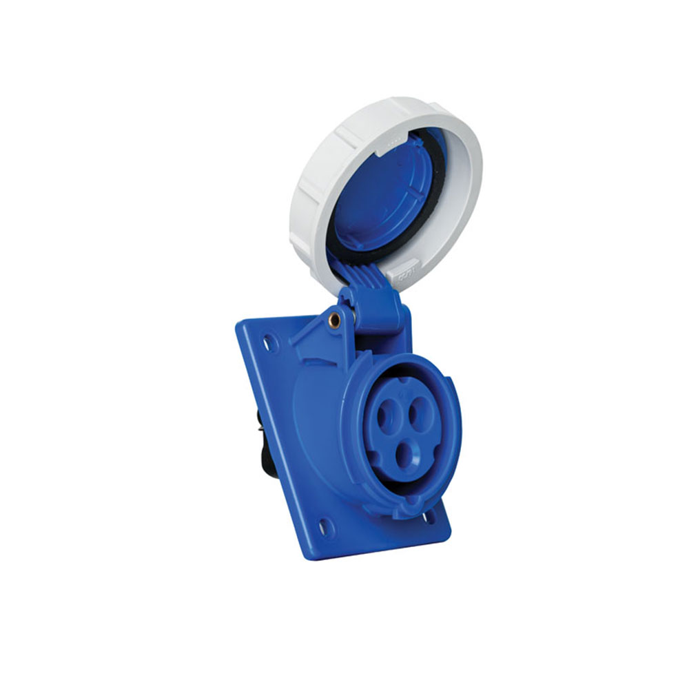 Ổ cắm điện công nghiệp,dạng kín nước, âm nghiêng 16A , 200- 250V, 2P+PE,IP67,6H