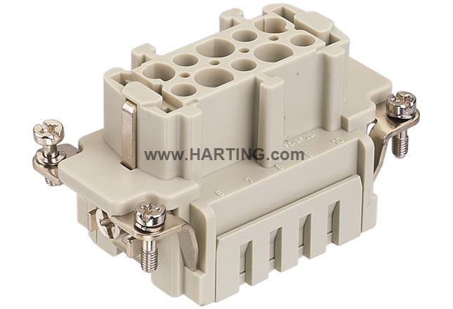 Phụ kiện đầu nối dây điện công nghiệp, Han E ,10 chân + PE, Jack cắm cái,10 chân + PE,Han E,Series vỏ Han 10 B.