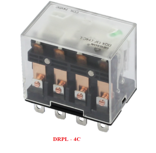 Rơle trung gian loại DRPL-4C-L-D24-02A(H), 4 cực , 14 chân  , 24VDC/10A